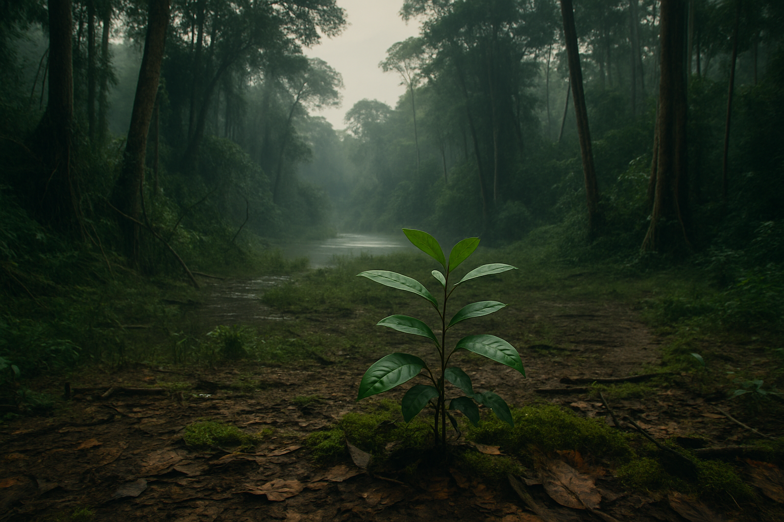 Botanical landscape evoking the natural and cultural context of psychedelic ibogaine