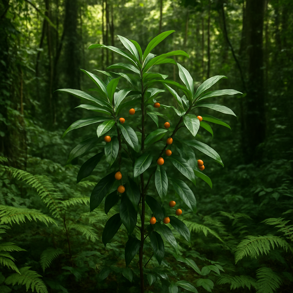 Close botanical detail accompanying discussion of ibogaine research