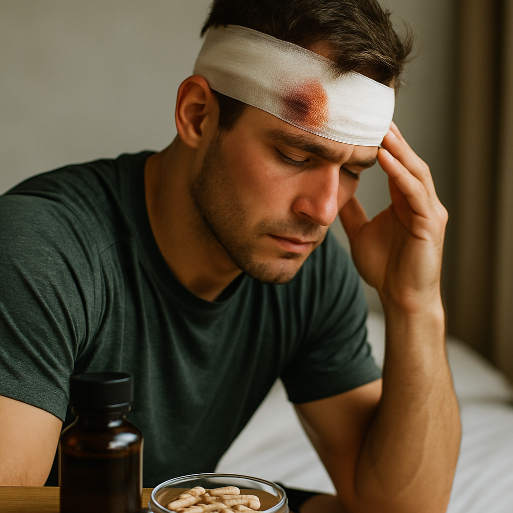 A calm clinical lounge where patients undergoing recovery from traumatic brain injury receive assessments and supervised therapies