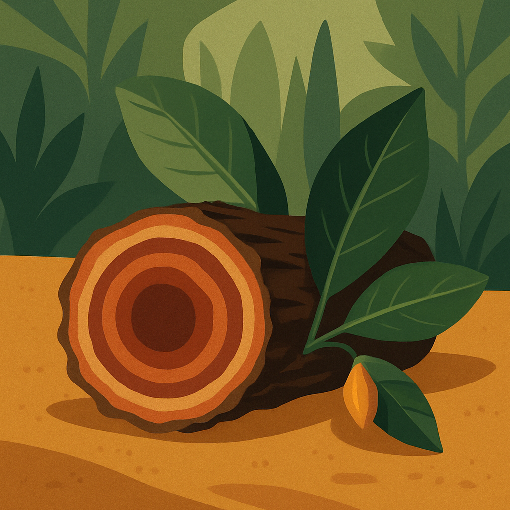 Close-up botanical and clinical detail connected to ibogaine research