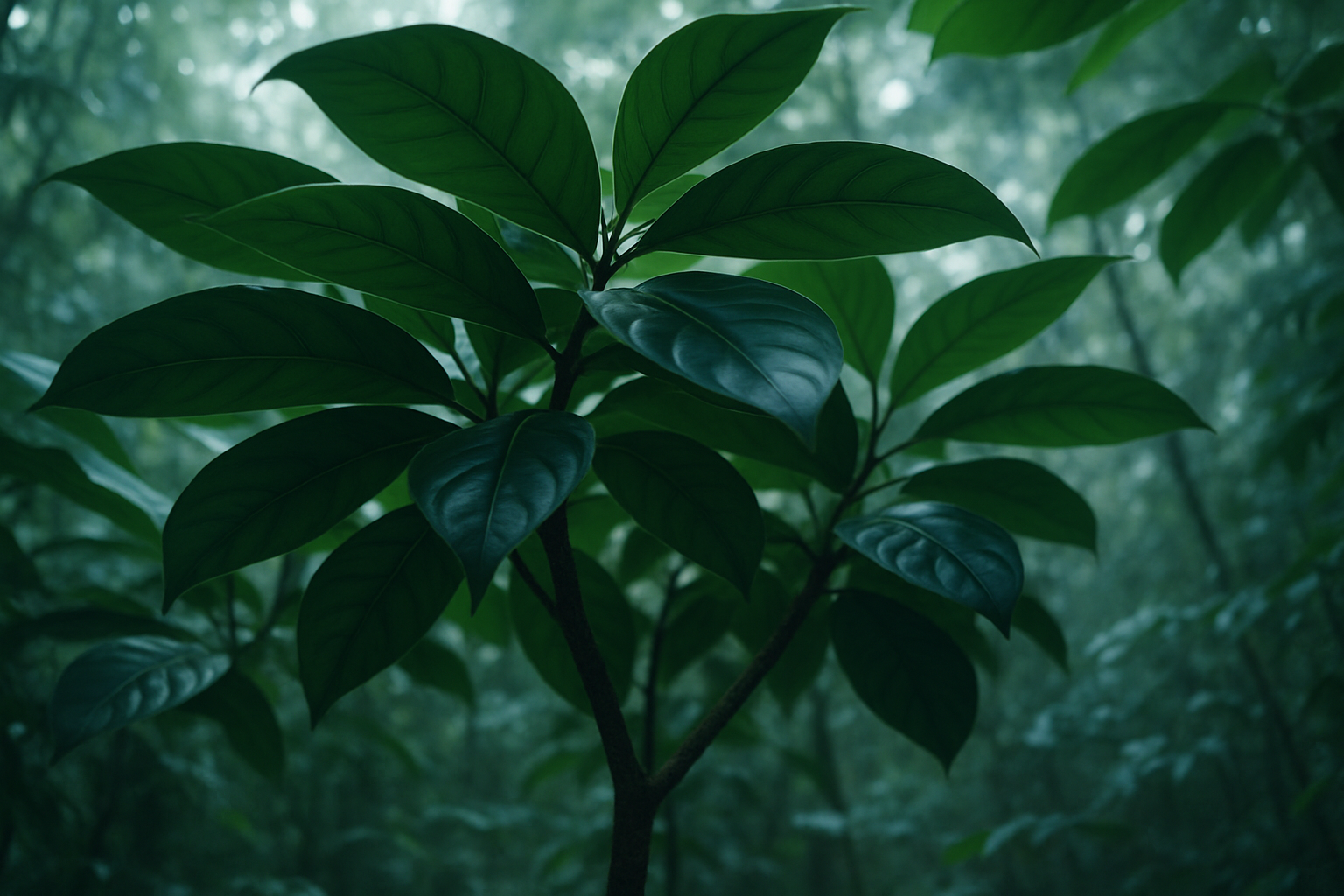 Contemplative botanical setting introducing a comparison of ibogaine and ayahuasca