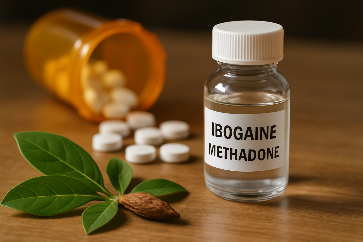 Documentary-style image introducing the tension between ibogaine therapy and methadone care in opioid use disorder