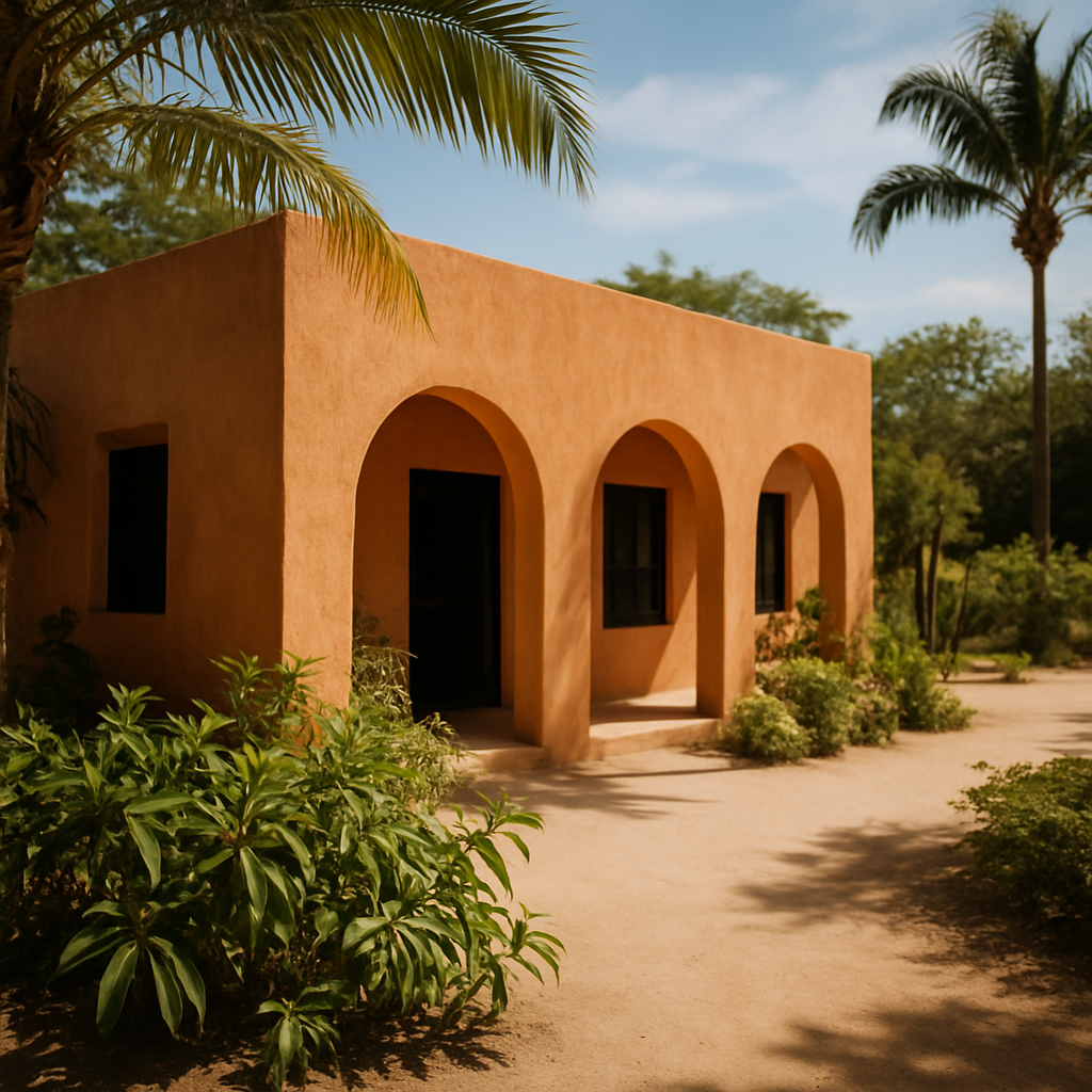 Mexico clinic environment with coastal light and calm grounds supporting safe ibogaine preparation