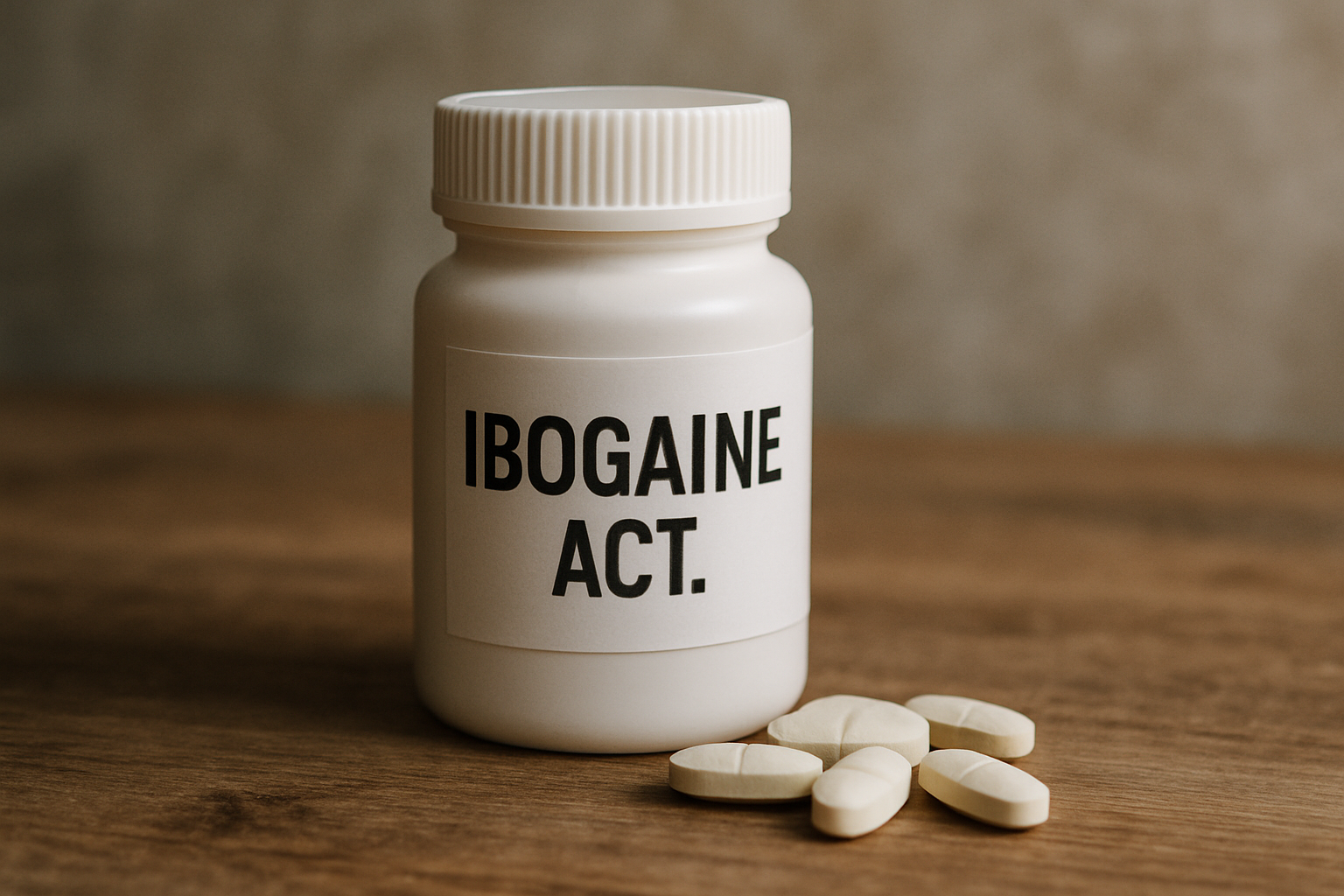 Textured editorial photograph introducing the IBOGAINE Act topic with earthy tones and letterpress feel.