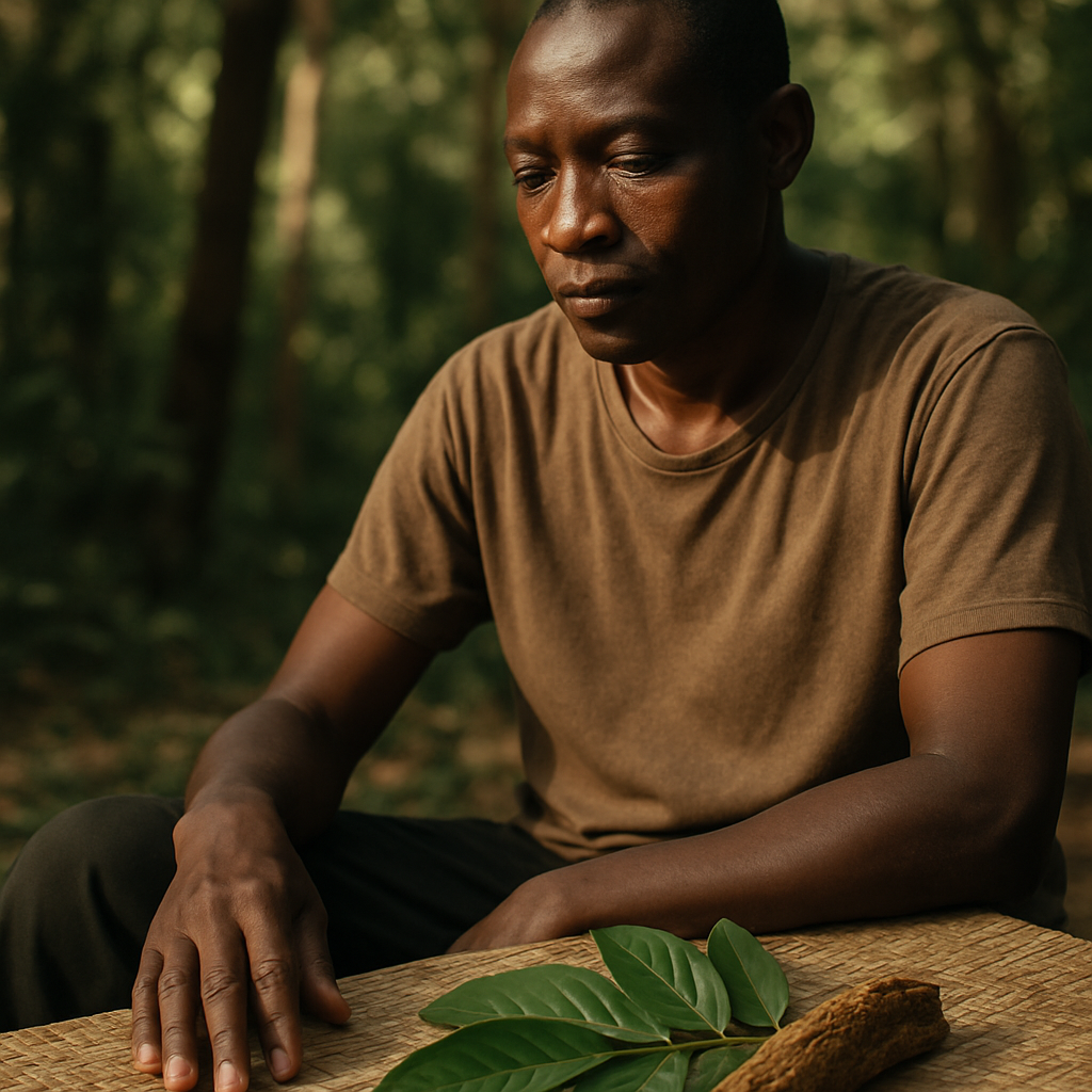 Hands in a supportive setting accompanying guidance on evaluating ibogaine information