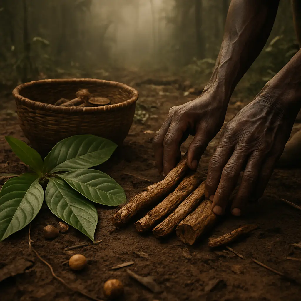 Symbolic still-life reflecting the need for careful context around ibogaine and alcohol use disorder
