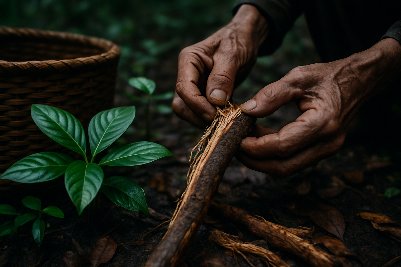 Abstract nocturnal landscape framing a cautious discussion of ibogaine treatment