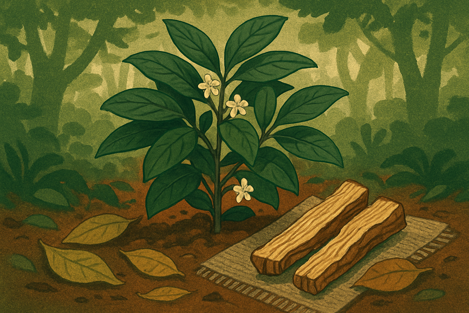Iboga plant growing in a lush natural setting