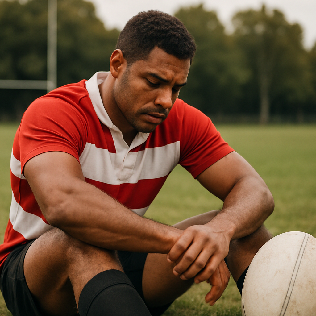 Rugby recovery setting representing careful integration and return-to-play planning
