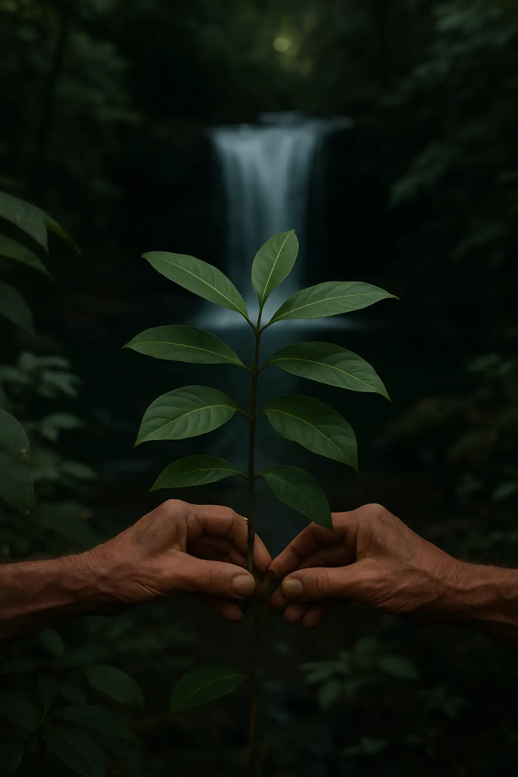 Hands resting together in a quiet moment of consideration