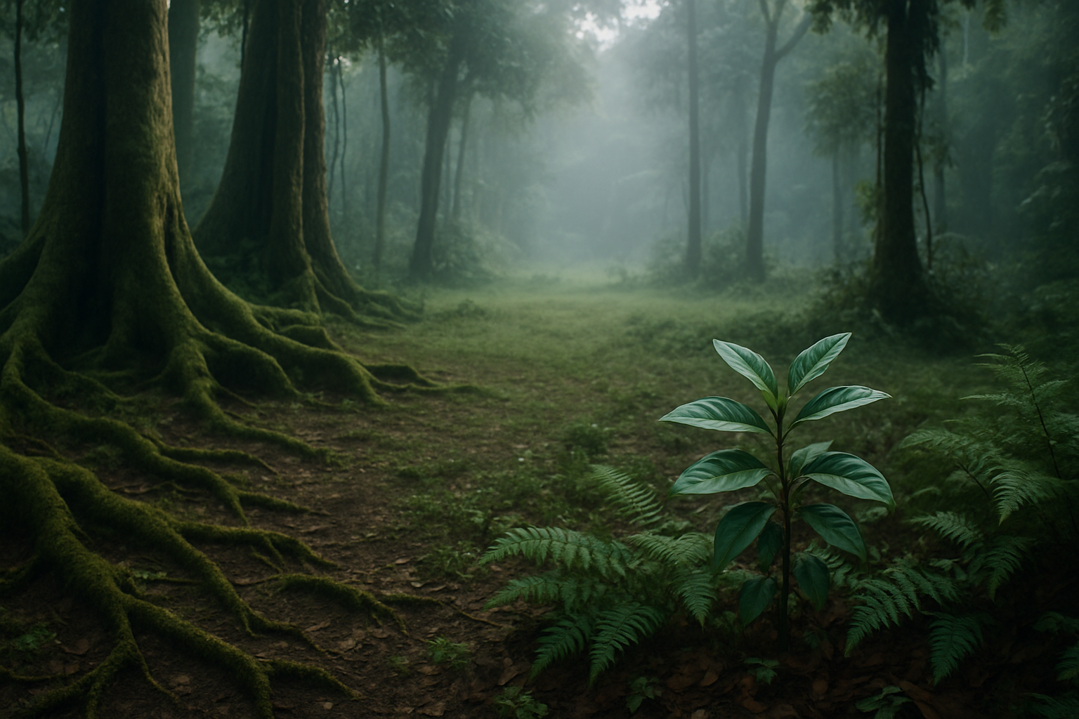 Abstract natural landscape framing the uncertainty around ibogaine treatment outcomes