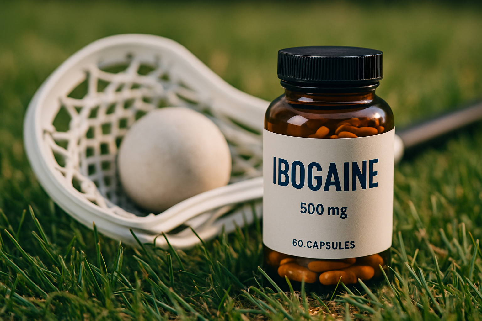 Editorial split-screen image suggesting the intersection of lacrosse culture and ibogaine discussions