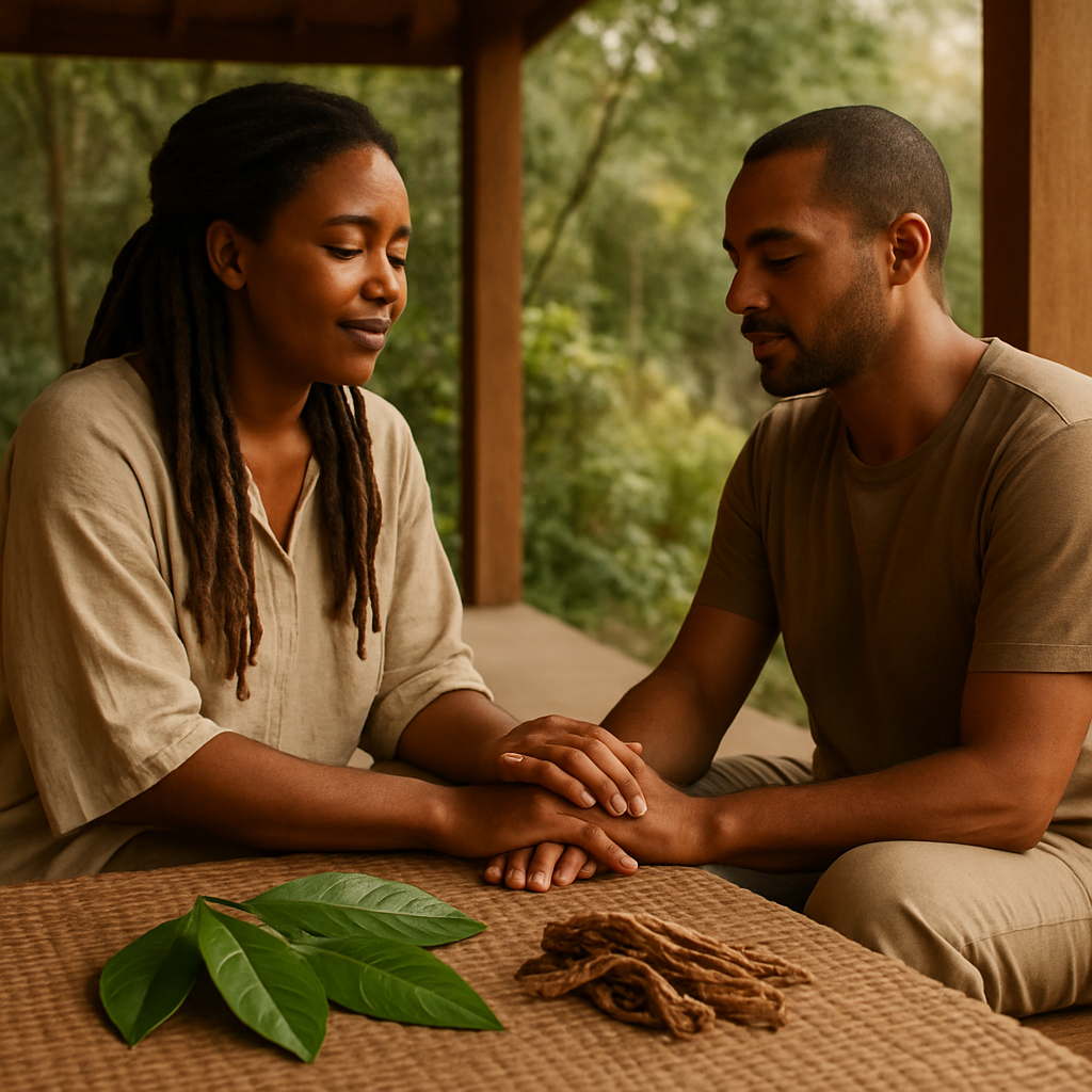Hands in a reflective setting representing careful planning around ibogaine treatment