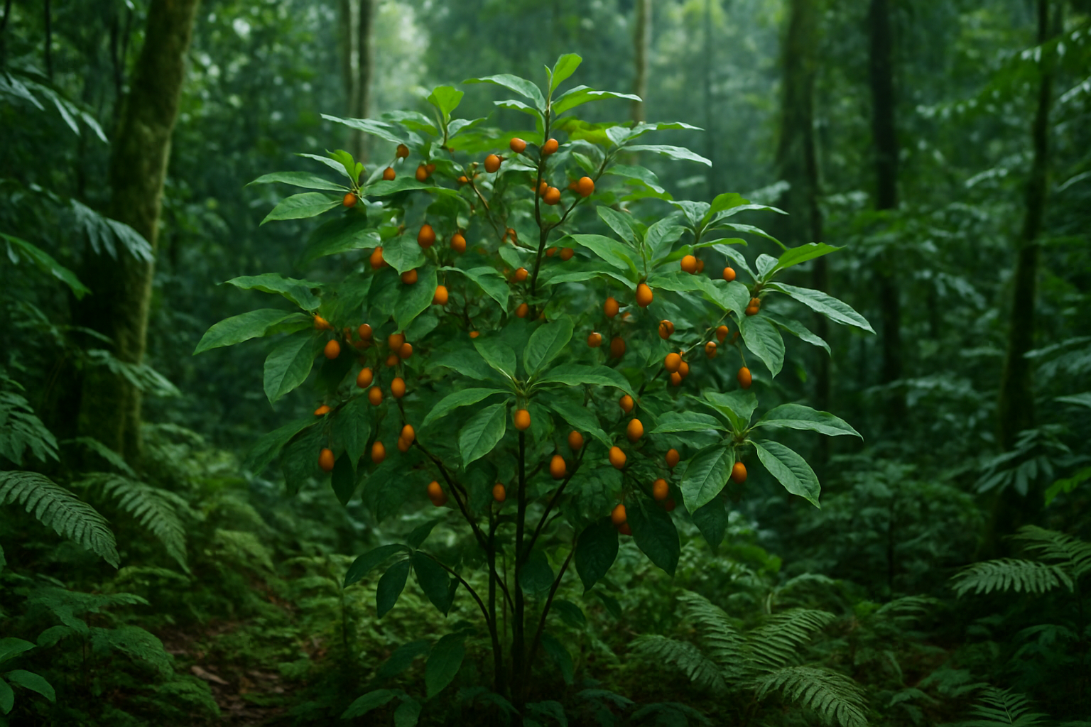 Botanical detail illustrating the plant origin connected with ibogaine