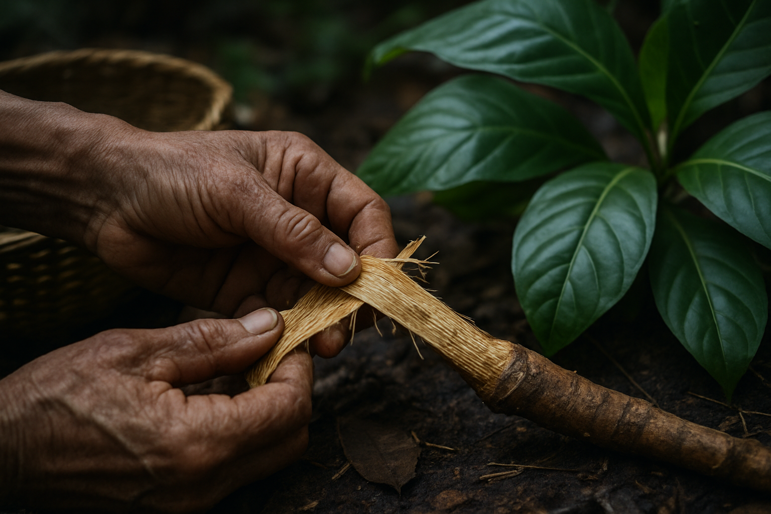 Close view of natural material associated with the discussion of ibogaine