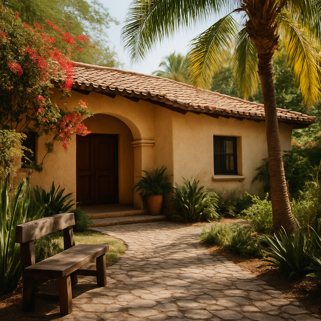 Therapeutic common space used for integration and peer conversations at a Mexican ibogaine retreat