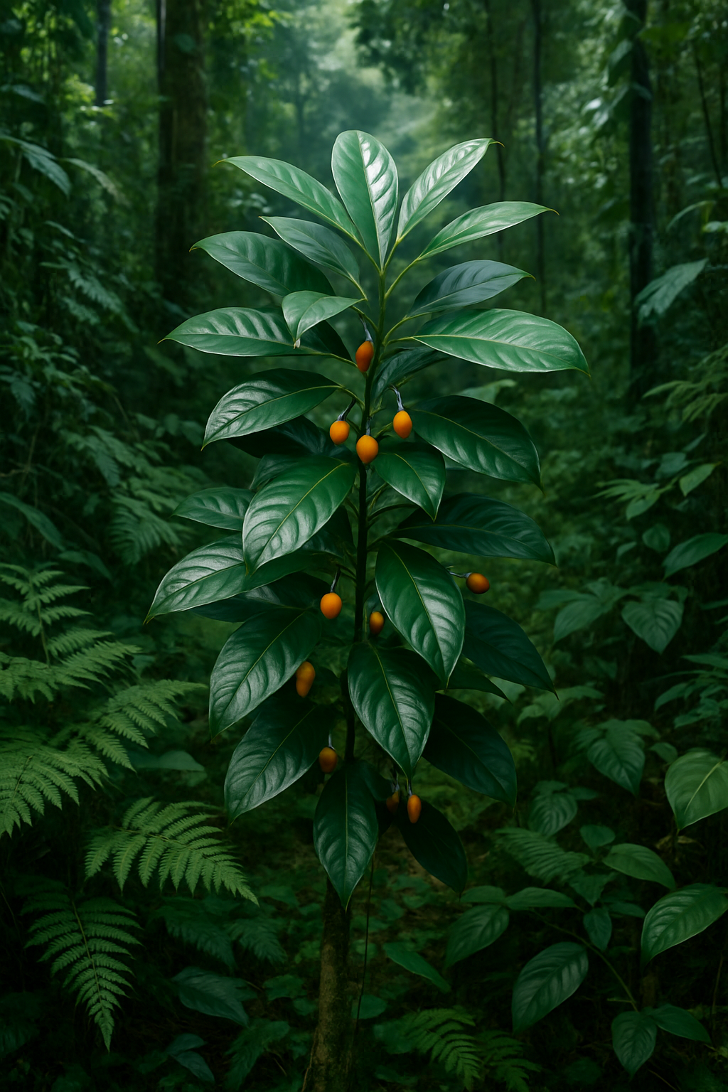 Close-up view of botanical material associated with Tabernanthe iboga