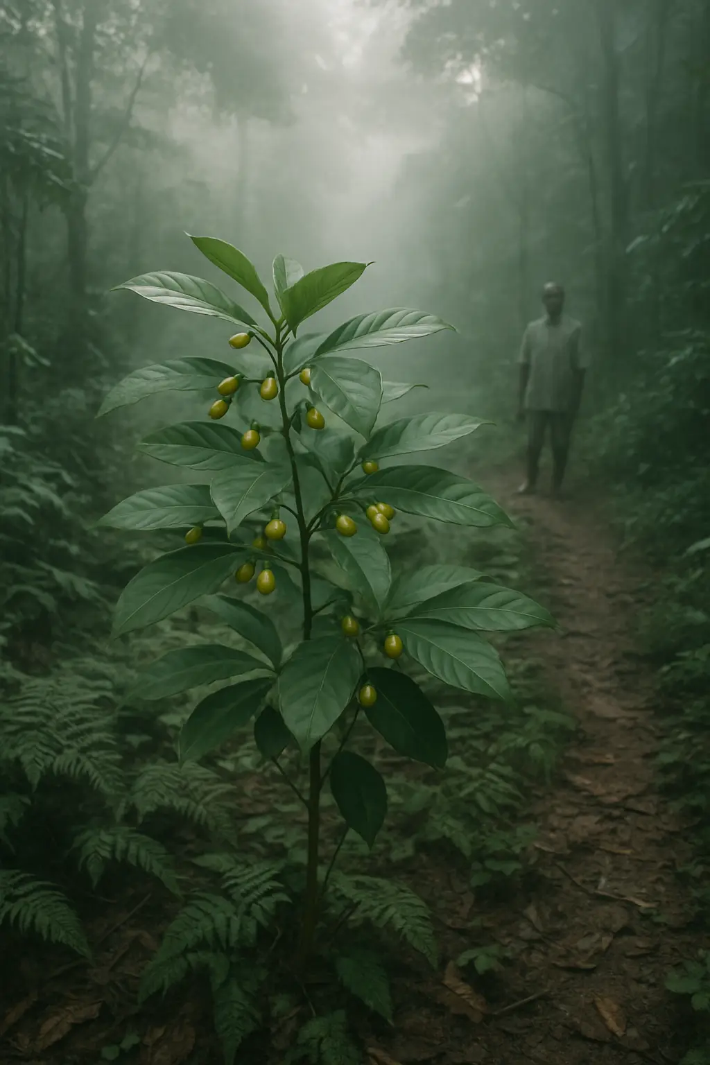 Quiet clinical-looking research setting accompanying an evidence review of ibogaine and dementia claims
