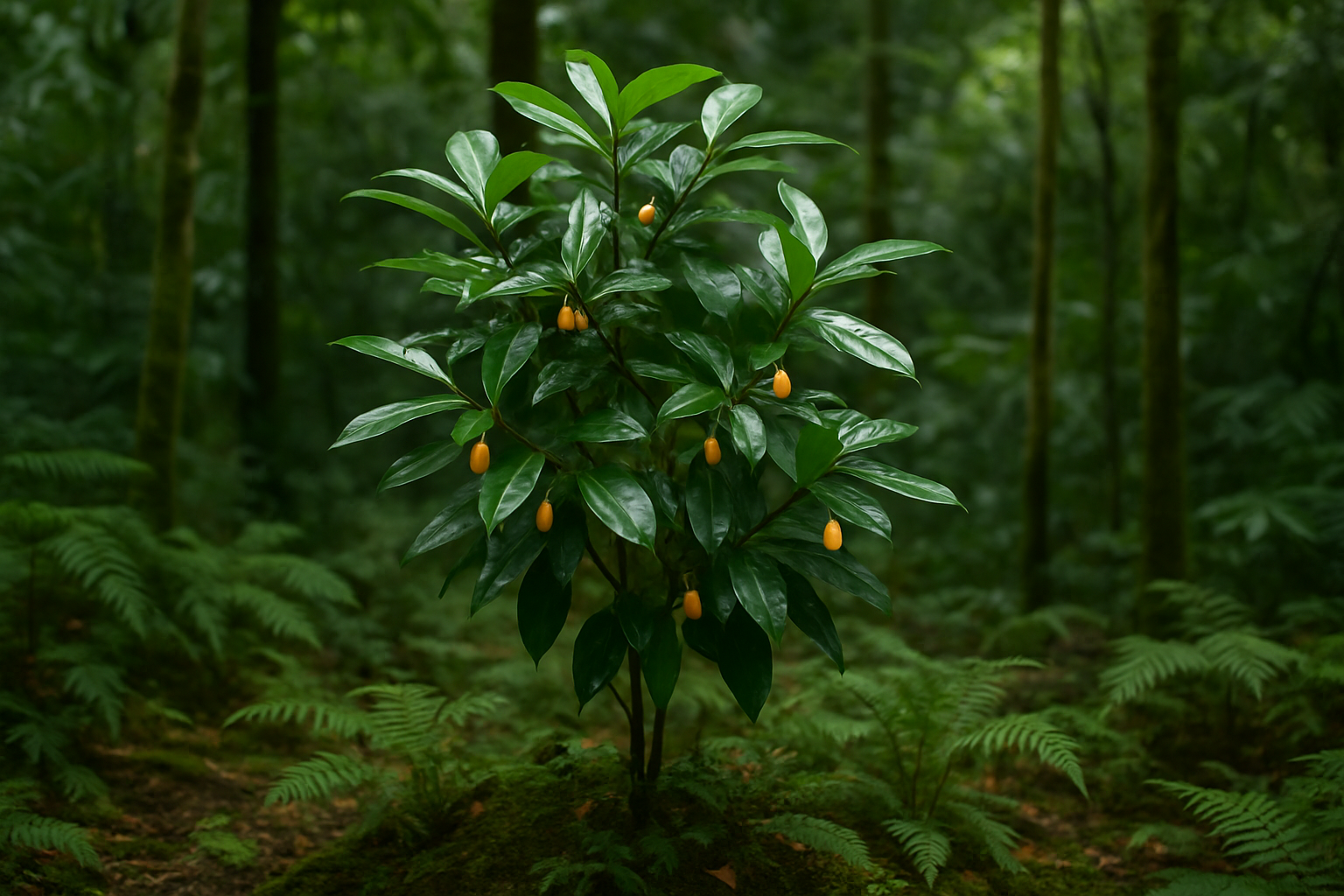 Botanical landscape evoking the careful study of ibogaine effects