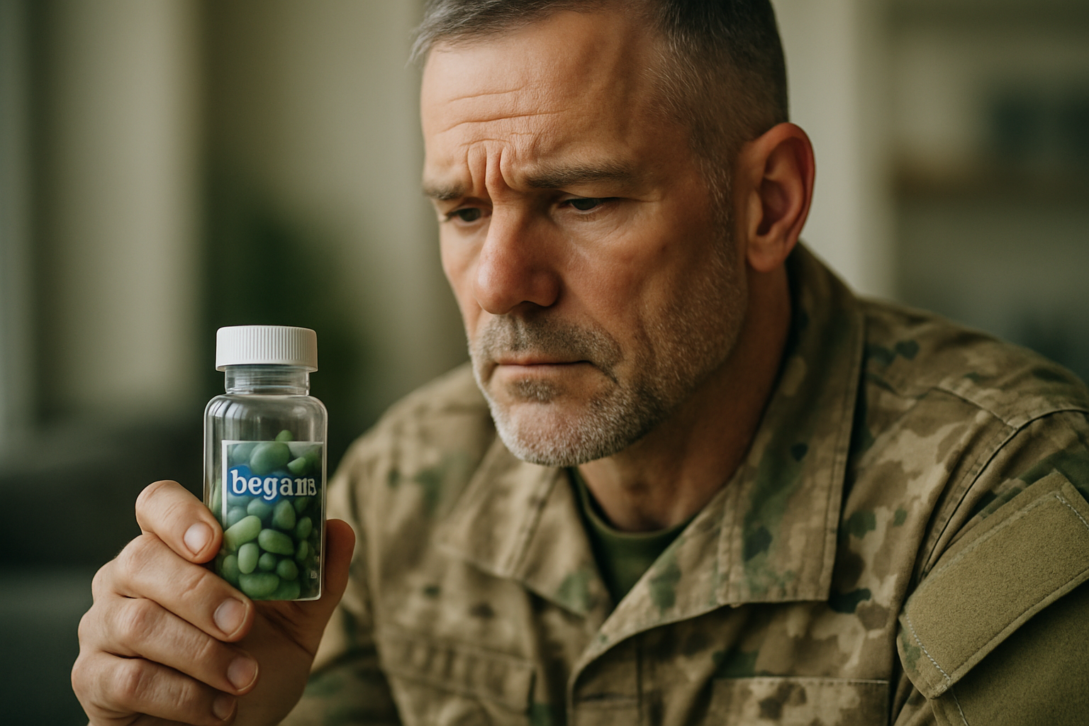 Immersive poster-style scene representing a veteran’s pathway through treatment, with layered textures and horizon light.