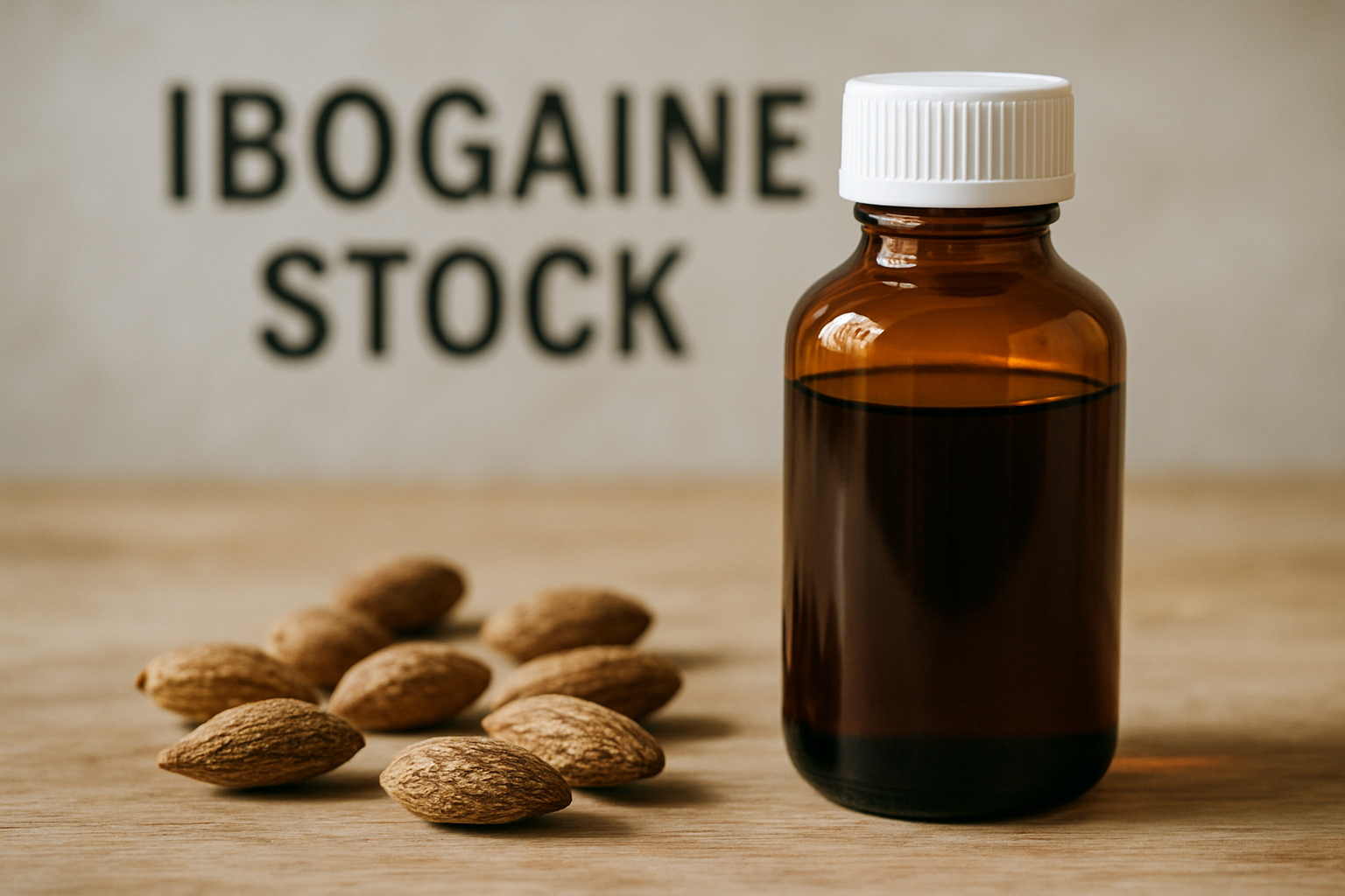 High-contrast collage representing the economics and science behind ibogaine-focused equities.