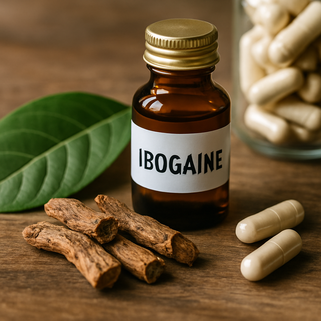 Cut-up visual framing the neurological and receptor-level discussion of ibogaine mechanisms.