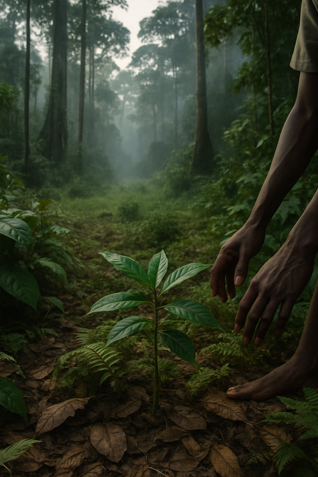 Hands and materials suggesting careful consideration of ibogaine safety and decision-making