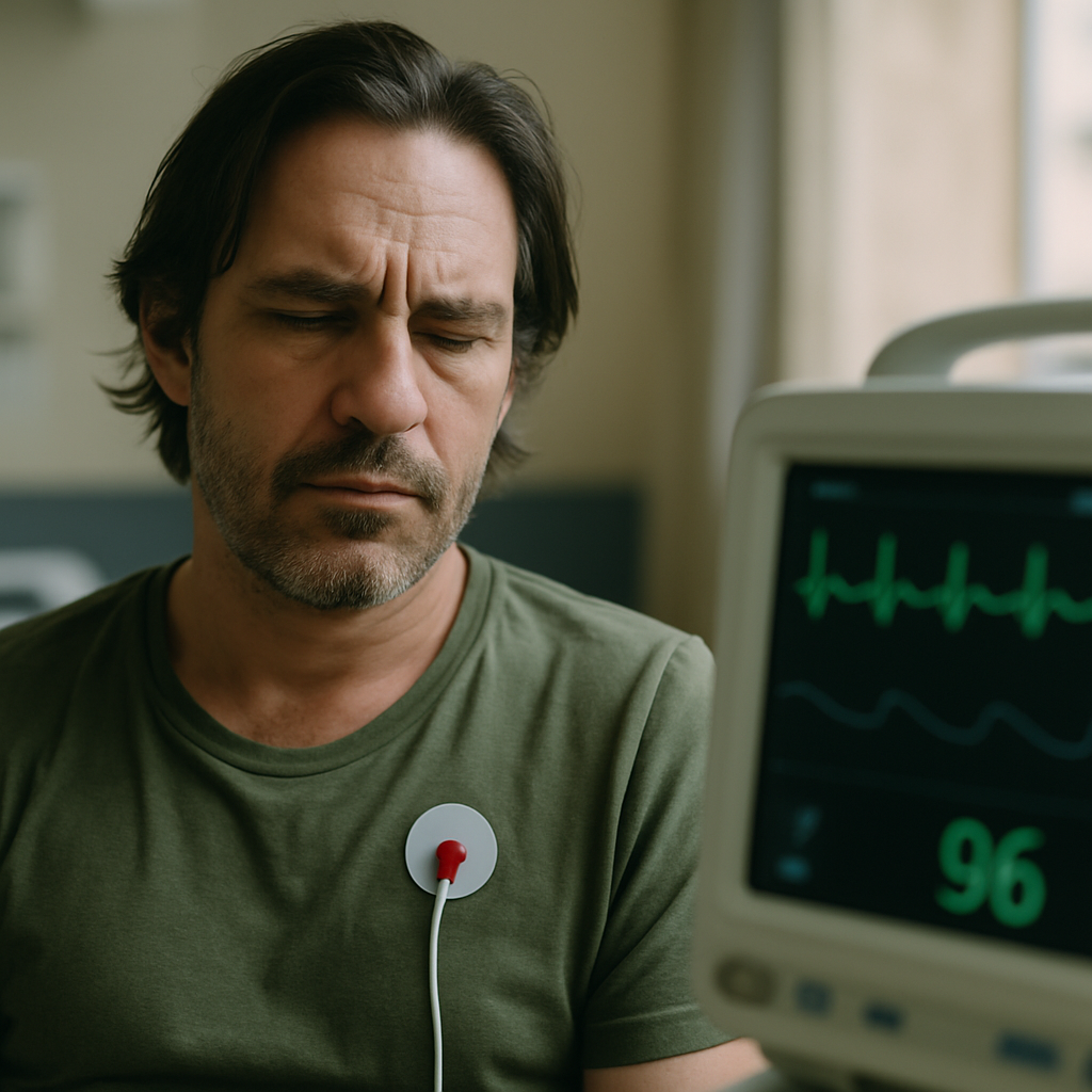 Clinical environment with continuous ECG, magnesium protocol notes, and crash cart readiness