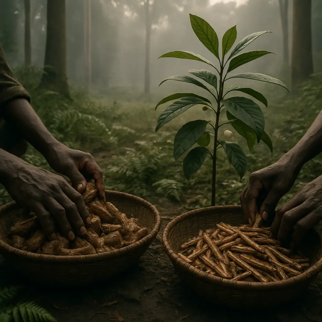 Symbolic still-life representing careful comparison of ibogaine-related PTSD treatment information