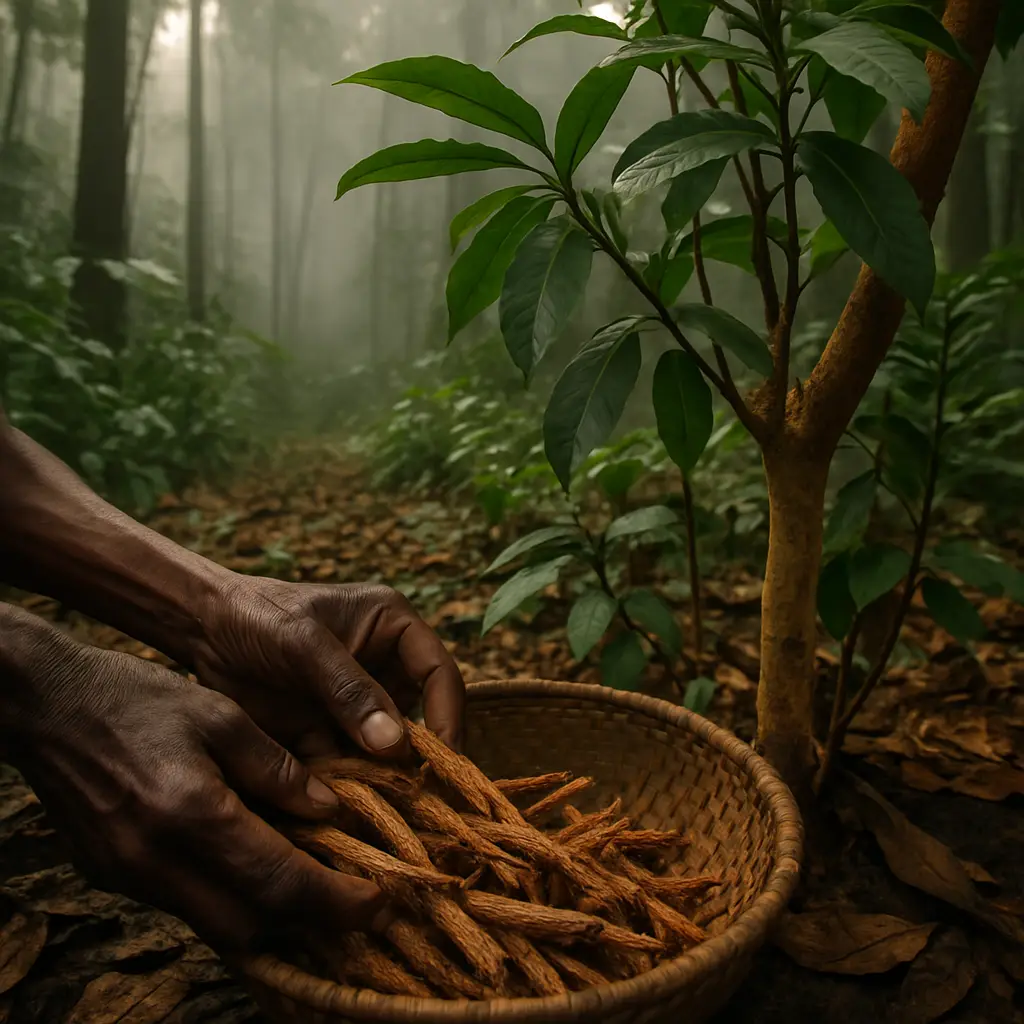 Dark, atmospheric visual accompanying the United States policy and access landscape for ibogaine