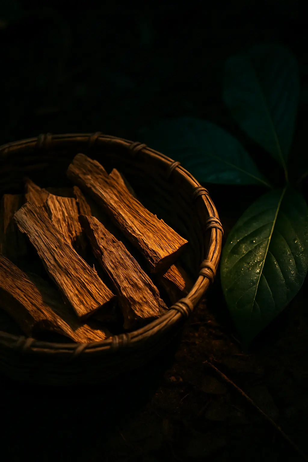 Natural close-up detail beside an explanation of ibogaine and its effects