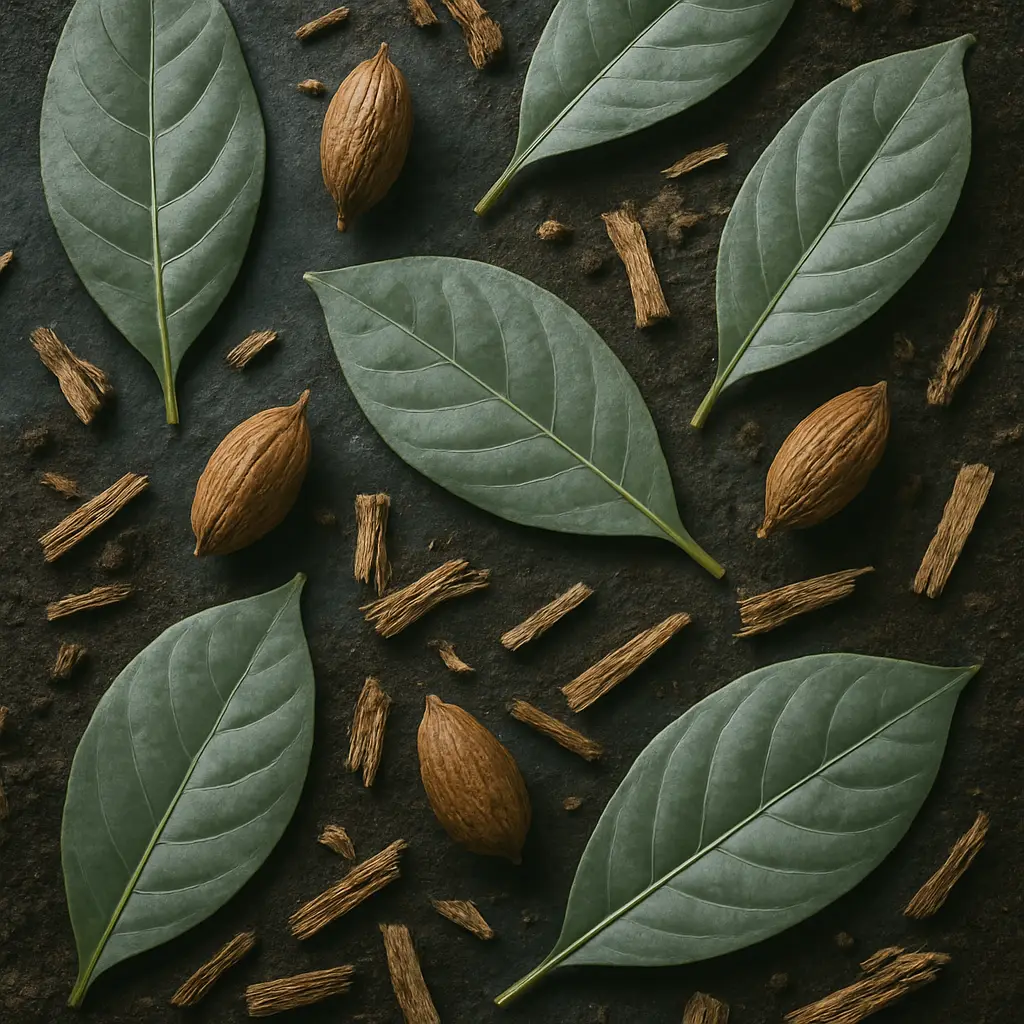 Close detail associated with the botanical and cultural context of iboga