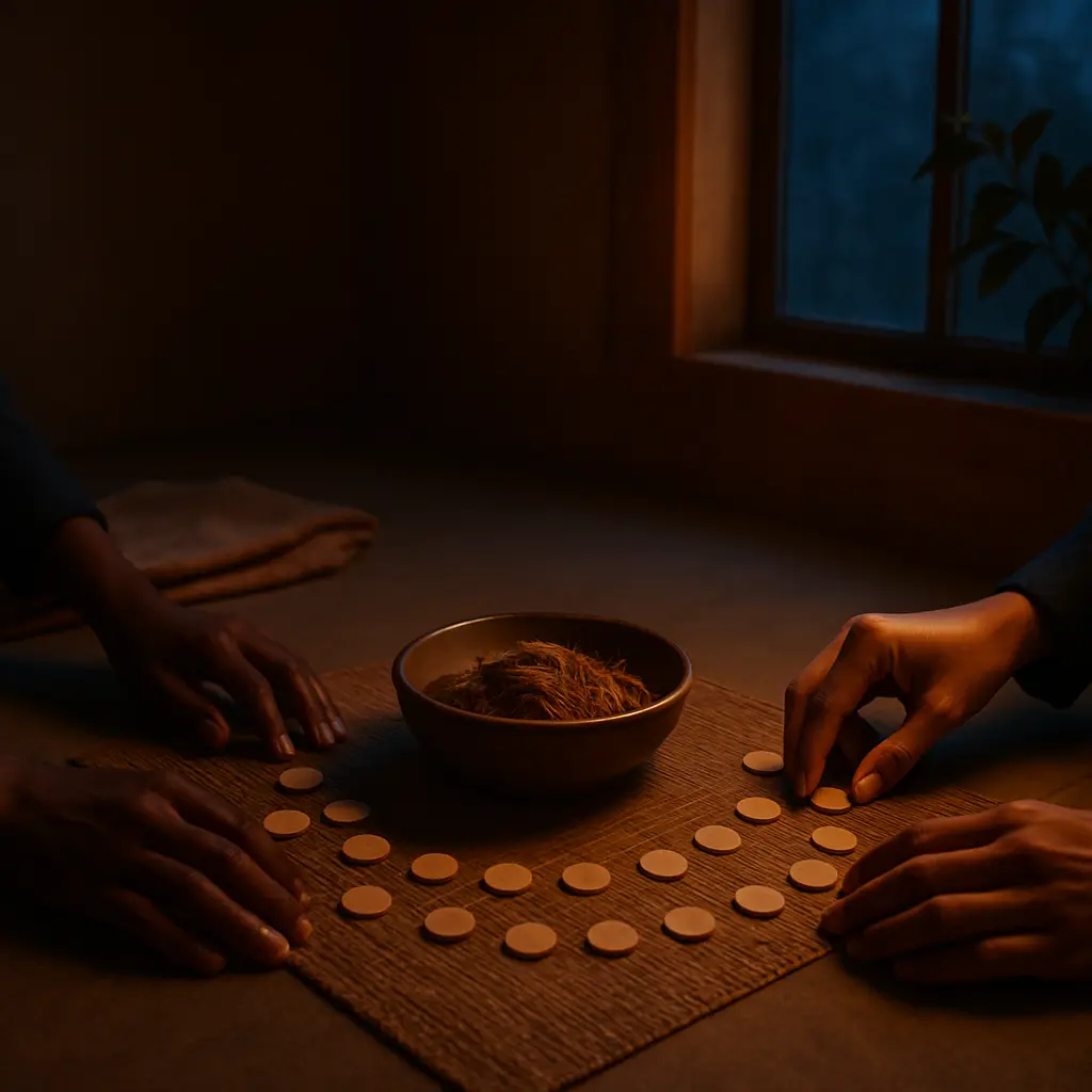 Hands gathered in a quiet moment of consideration, reflecting a careful approach to treatment research