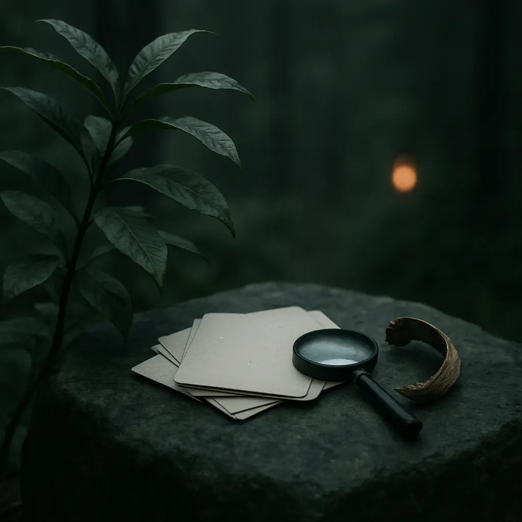 Symbolic still-life suggesting careful evaluation of ibogaine review claims