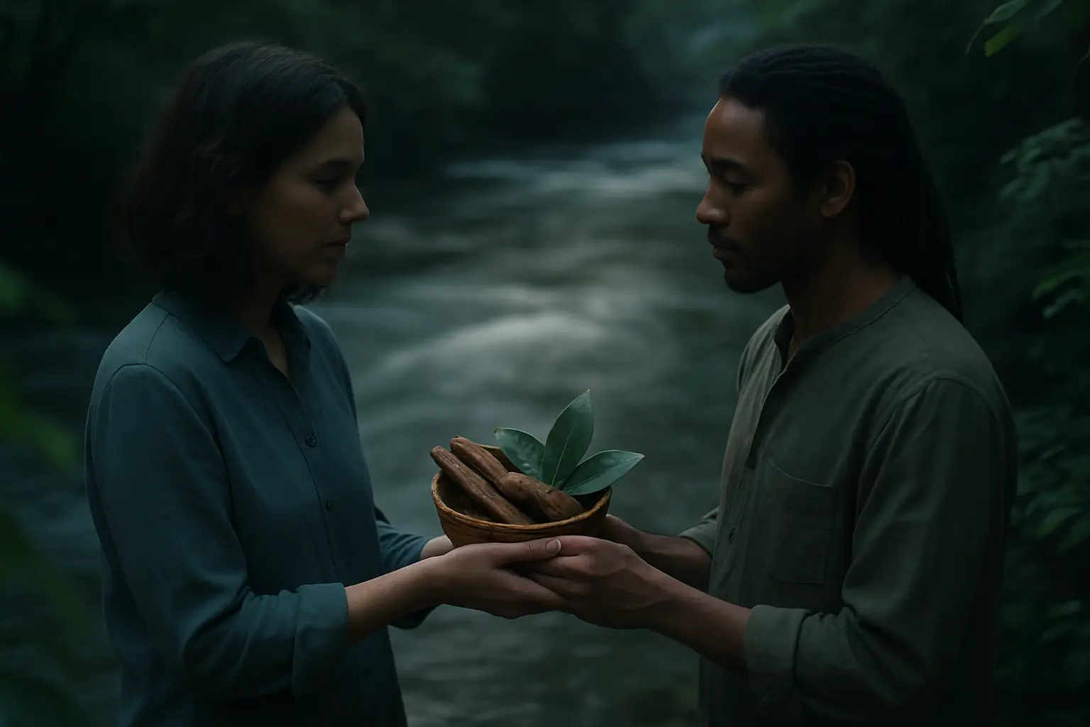 Hands held together in a quiet moment of consideration