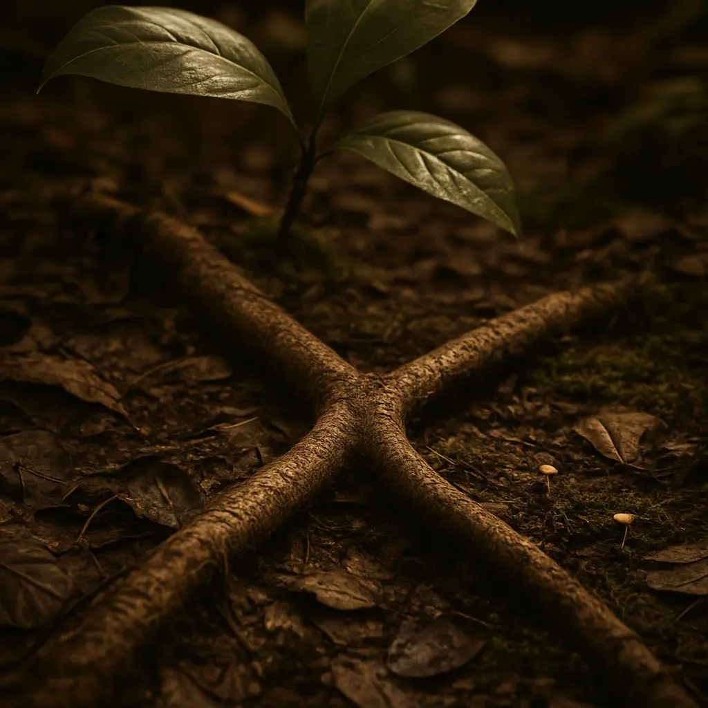 Symbolic still-life reflecting deliberate ibogaine decision-making