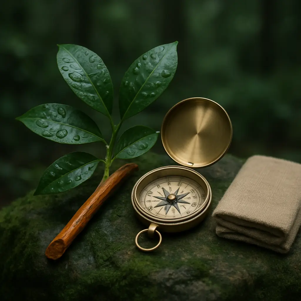 Symbolic still life reflecting careful evaluation of ibogaine treatment claims for PTSD