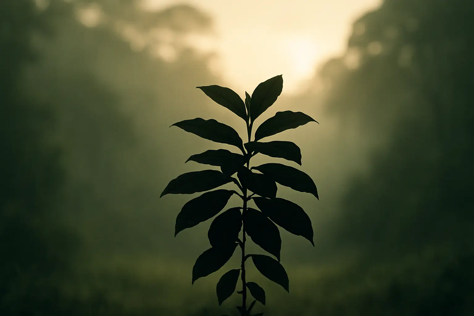 Tropical botanical setting framing a cautious clinical evidence discussion about ibogaine