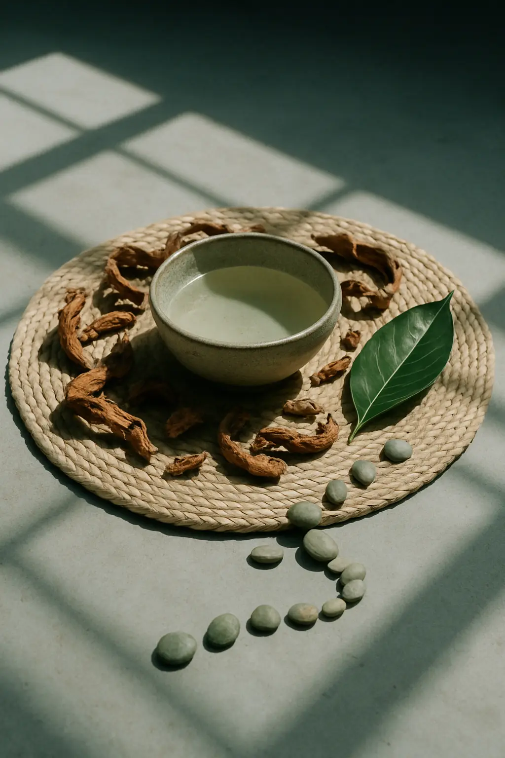 A quiet symbolic still life reflecting careful study of ibogaine neuropharmacology