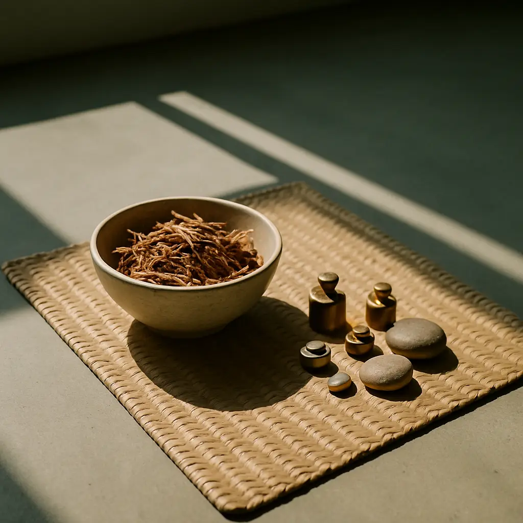 Still-life composition reflecting the layers of cost and care considerations in ibogaine programs