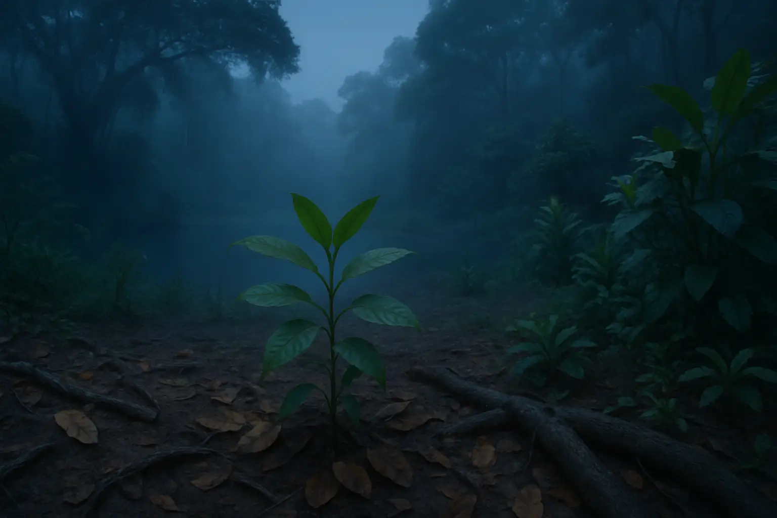 Natural plant materials arranged in a calm, contemplative setting