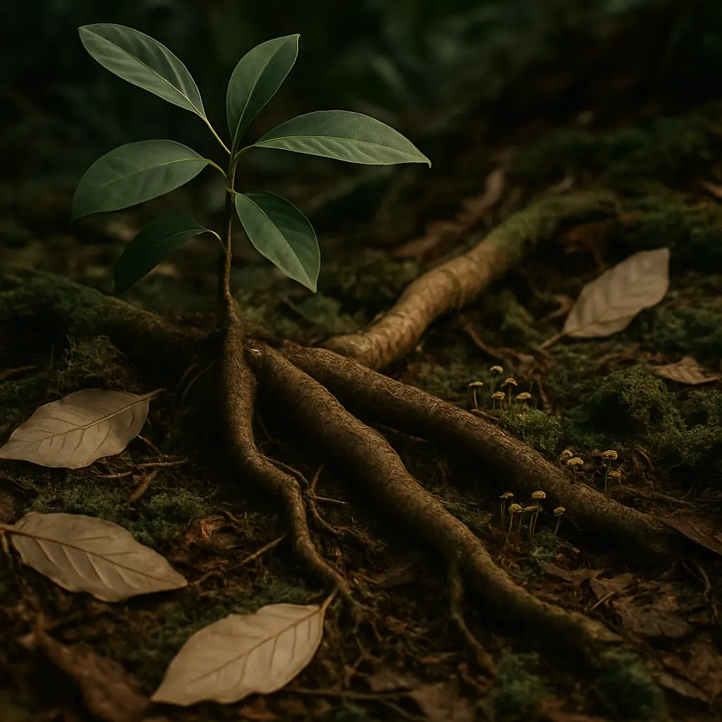 Reflective interior scene used alongside an explanation of why ibogaine and ayahuasca are often confused