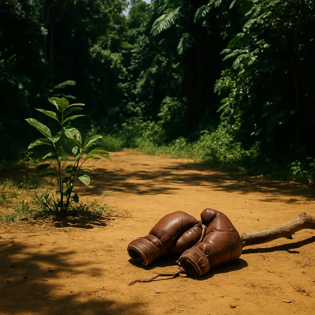 Symbolic still life reflecting careful inquiry into ibogaine, boxing, and brain health