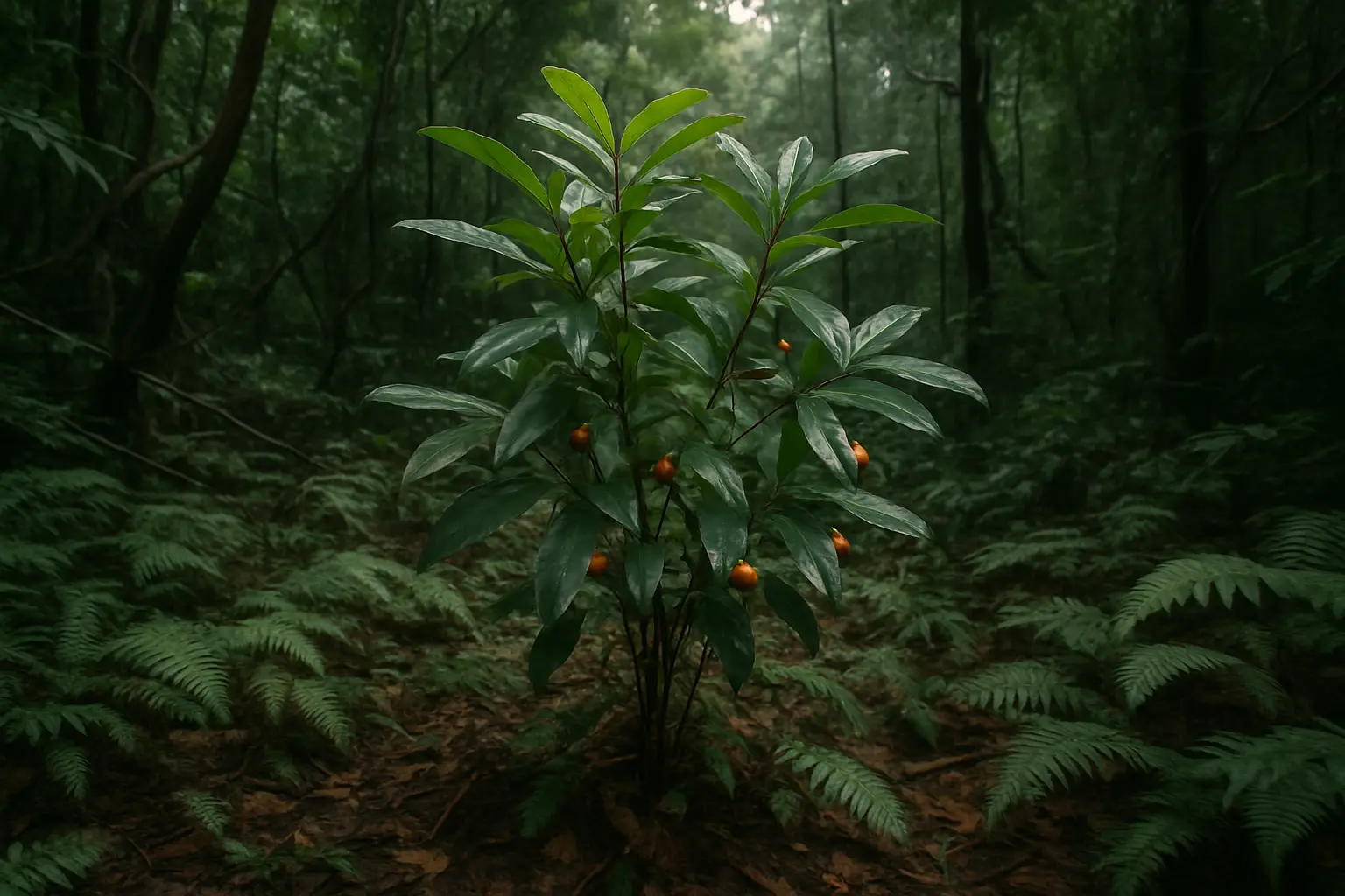 Abstract natural forms accompanying a research overview of ibogaine and brain renewal