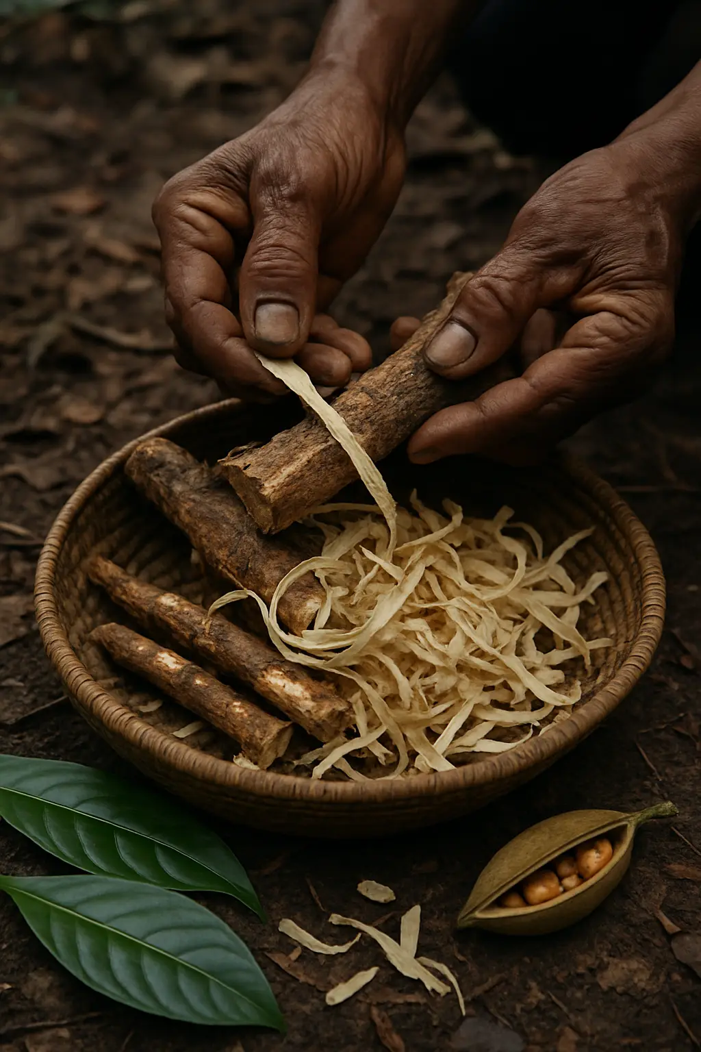 Botanical detail reflecting the cultural and plant context of iboga