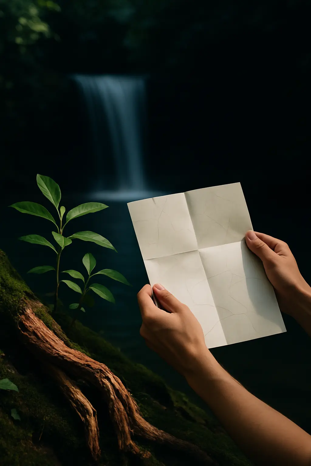Hands reviewing printed material for an independent information resource