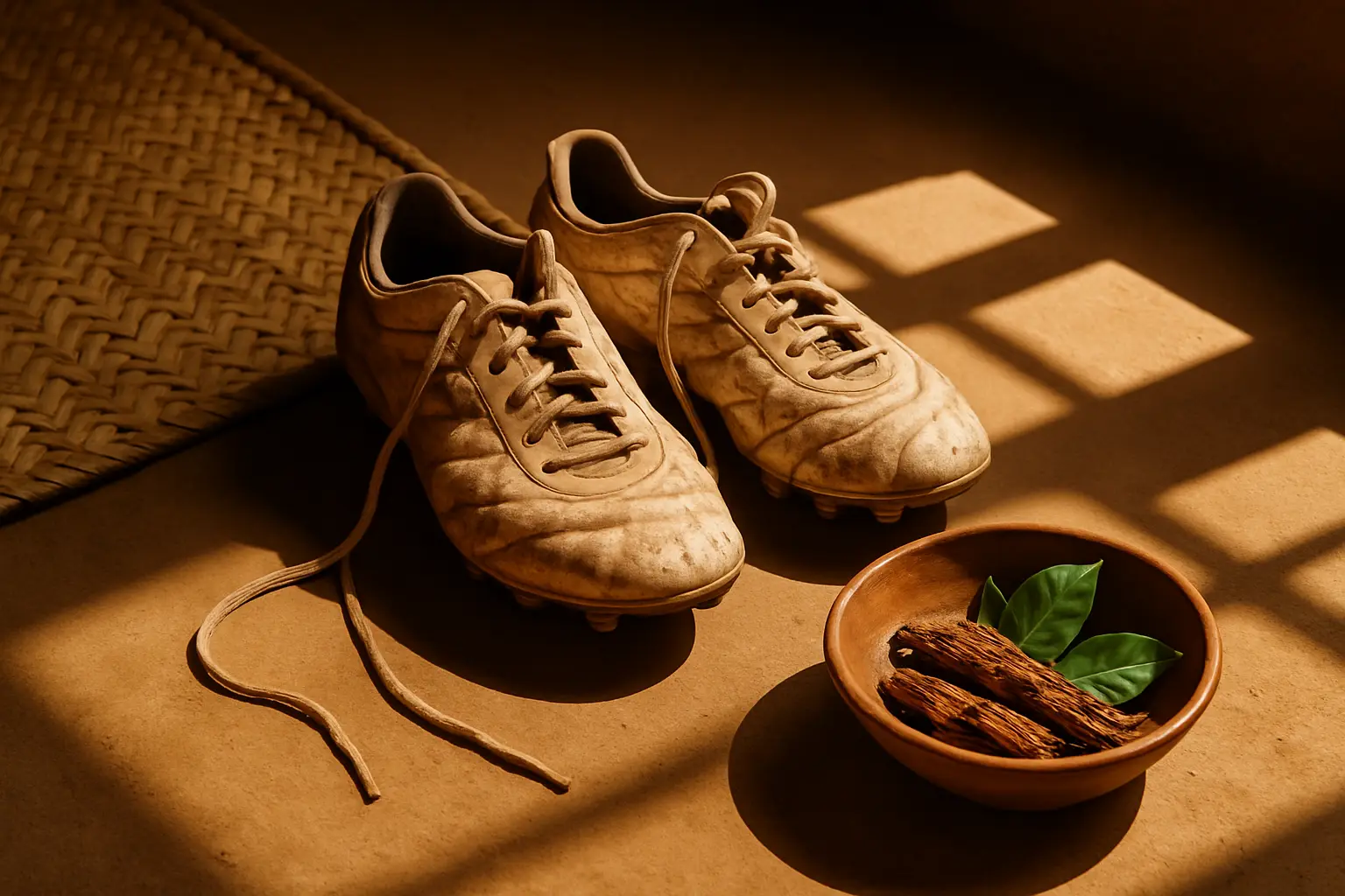 Soccer-focused visual accompanying careful questions about ibogaine and player wellbeing